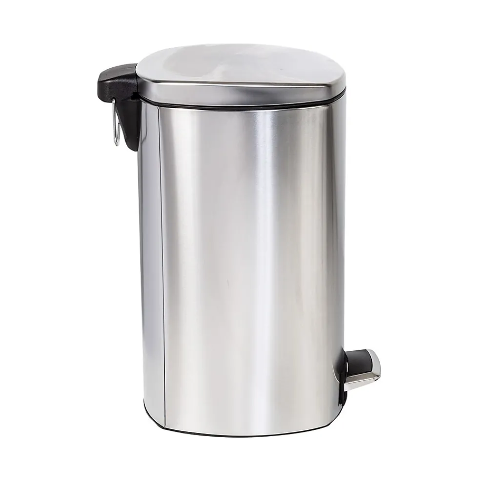 Steel Indoor Square Soft-Close Step Trash Can with Hinged Lid, 13.2 Gallon, Silver (TRS-09335)<Honey-Can-Do Outlet