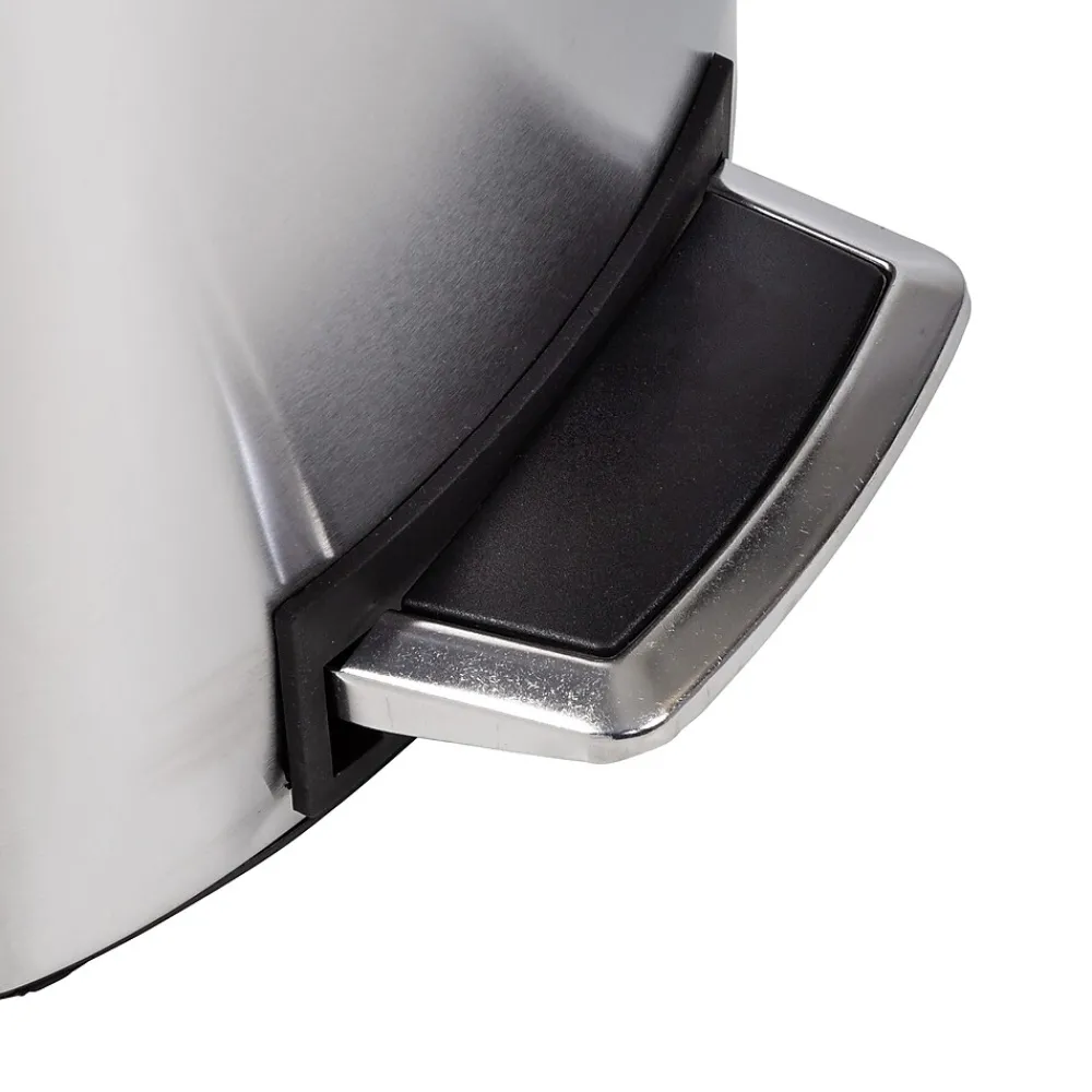 Steel Indoor Square Soft-Close Step Trash Can with Hinged Lid, 13.2 Gallon, Silver (TRS-09335)<Honey-Can-Do Outlet