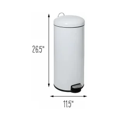 Steel Step Trash Can, 7.9-Gallon, White (TRS-09329)<Honey-Can-Do Sale