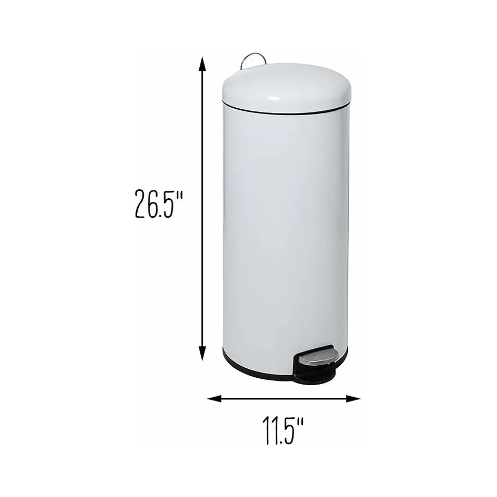 Steel Step Trash Can, 7.9-Gallon, White (TRS-09329)<Honey-Can-Do Sale