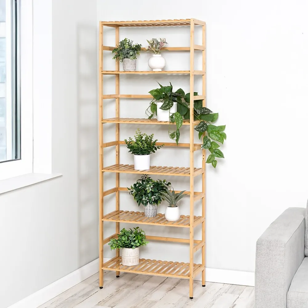 Shelving*Honey-Can-Do 6-Tier Bamboo Shelf, 64" x 23.6" x 10", Natural (SHF-09979)