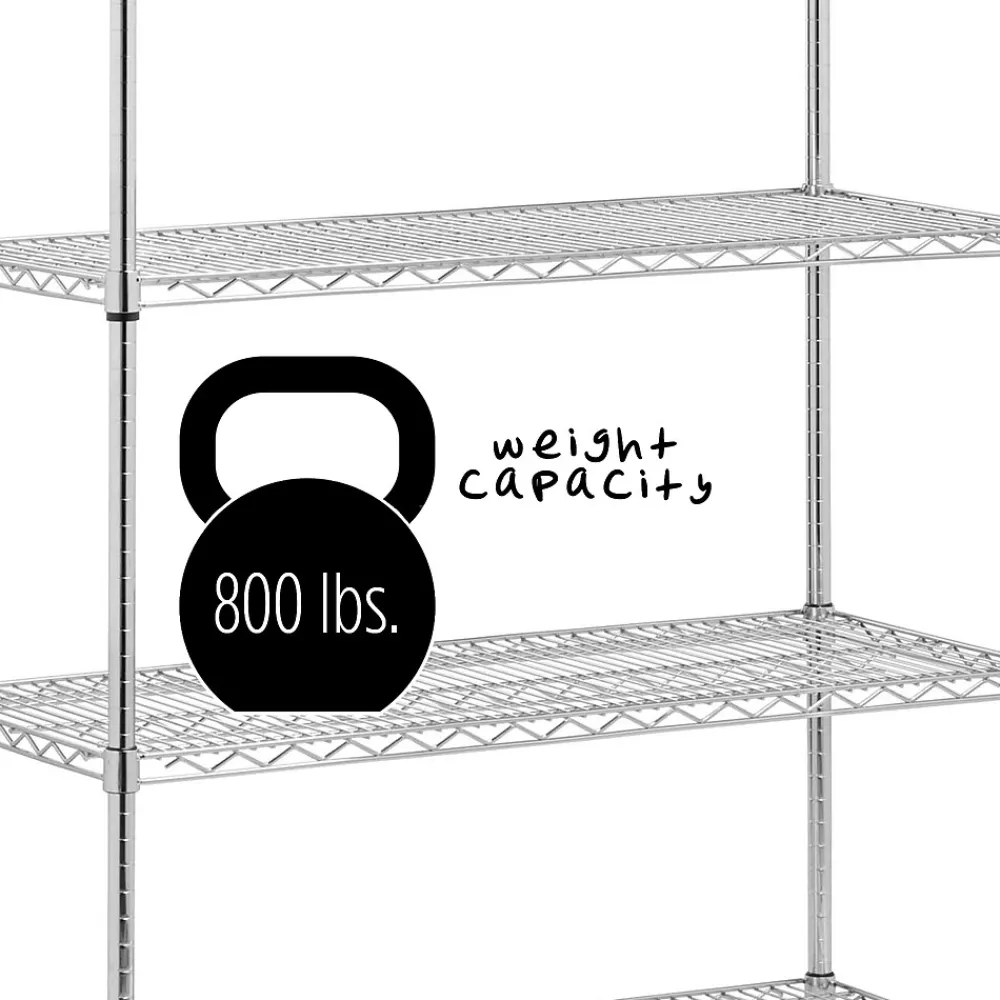 Shelving*Honey-Can-Do 5-Tier Heavy-Duty Adjustable Shelving Unit with 800-lb Shelf Capacity, 18"W, Chrome (SHF-01441)