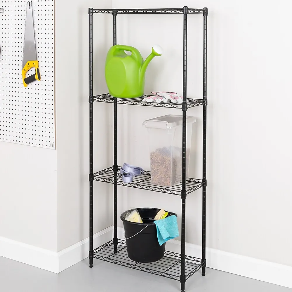 Shelving*Honey-Can-Do 4-Tier Slim Profile Shelving Unit, 56" x 24" x 10", Black (SHF-10002)