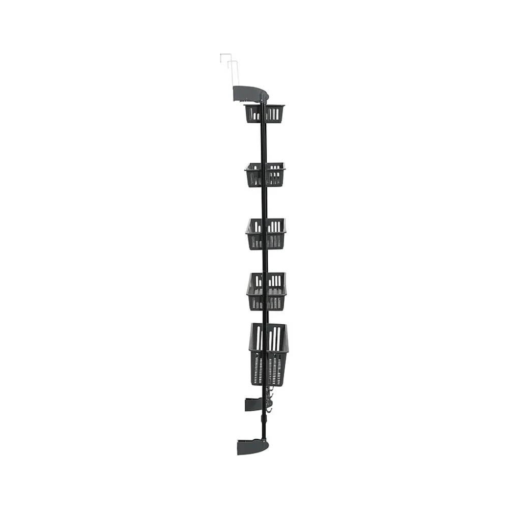 Shelving*Household Essentials 5-Shelf Plastic Over-the-Door Storage Rack, 20", /Black (2192-1) Gray