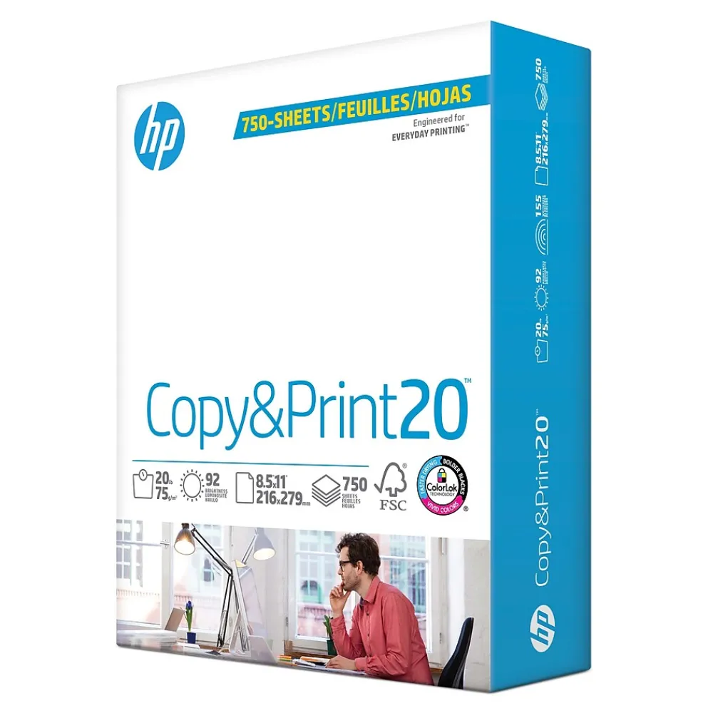 Multipurpose Paper*HP Copy&Print20 8.5" x 11" Multipurpose Paper, 20 lbs., 92 Brightness, 750 Sheets/Ream (200030)