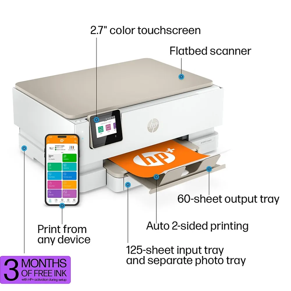 HP ENVY Inspire 7255e Wireless Color Inkjet Printer, All-In-One, Print, Scan, Copy (1W2Y9A#B1H)