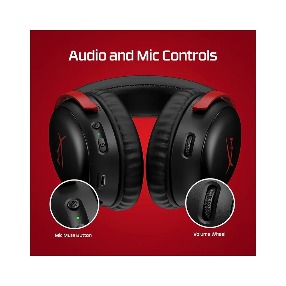 Clearance HP HyperX Cloud III Wireless Stereo Gaming Headset, USB Type-C, Black/Red (77Z46AA)
