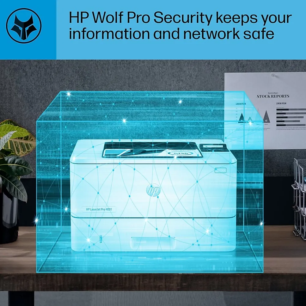 HP LaserJet Pro 4001dn Wired Black & White Laser Printer, Single Function Print, 2-Sided Printing, Best for Office (2Z600F)