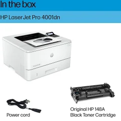 HP LaserJet Pro 4001dn Wired Black & White Laser Printer, Single Function Print, 2-Sided Printing, Best for Office (2Z600F)