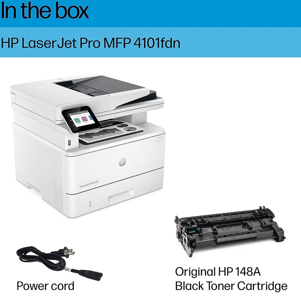 HP LaserJet Pro MFP 4101fdn Wired Black & White Laser Printer, All-In-One Print, Copy, Scan, Fax, Best for Office (2Z618F)
