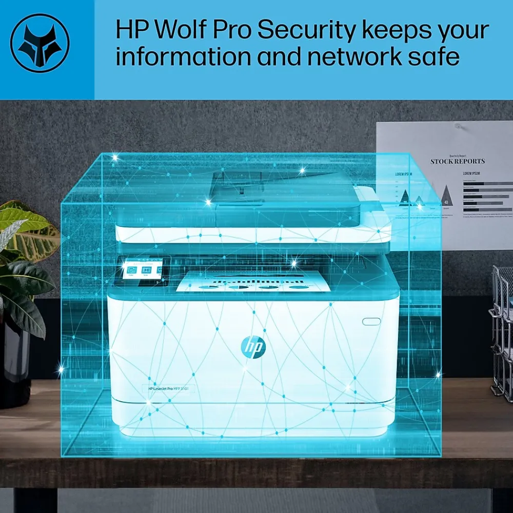 HP LaserJet Pro MFP LJP 3101fdw Wireless Black & White Laser Printer, All-In-One, Print, Scan, Copy, Fax (3G628F)