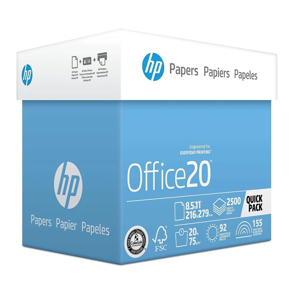 Multipurpose Paper*HP Office Quickpack 8.5" x 11" Multipurpose Paper, 20 lbs., 92 Brightness, 2500/Carton (2500S)