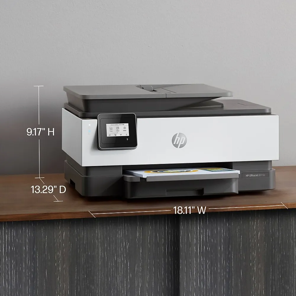 HP OfficeJet 8015e Wireless Color Inkjet Printer, All-In-One, Print, Scan, Copy (228F5A#B1H)