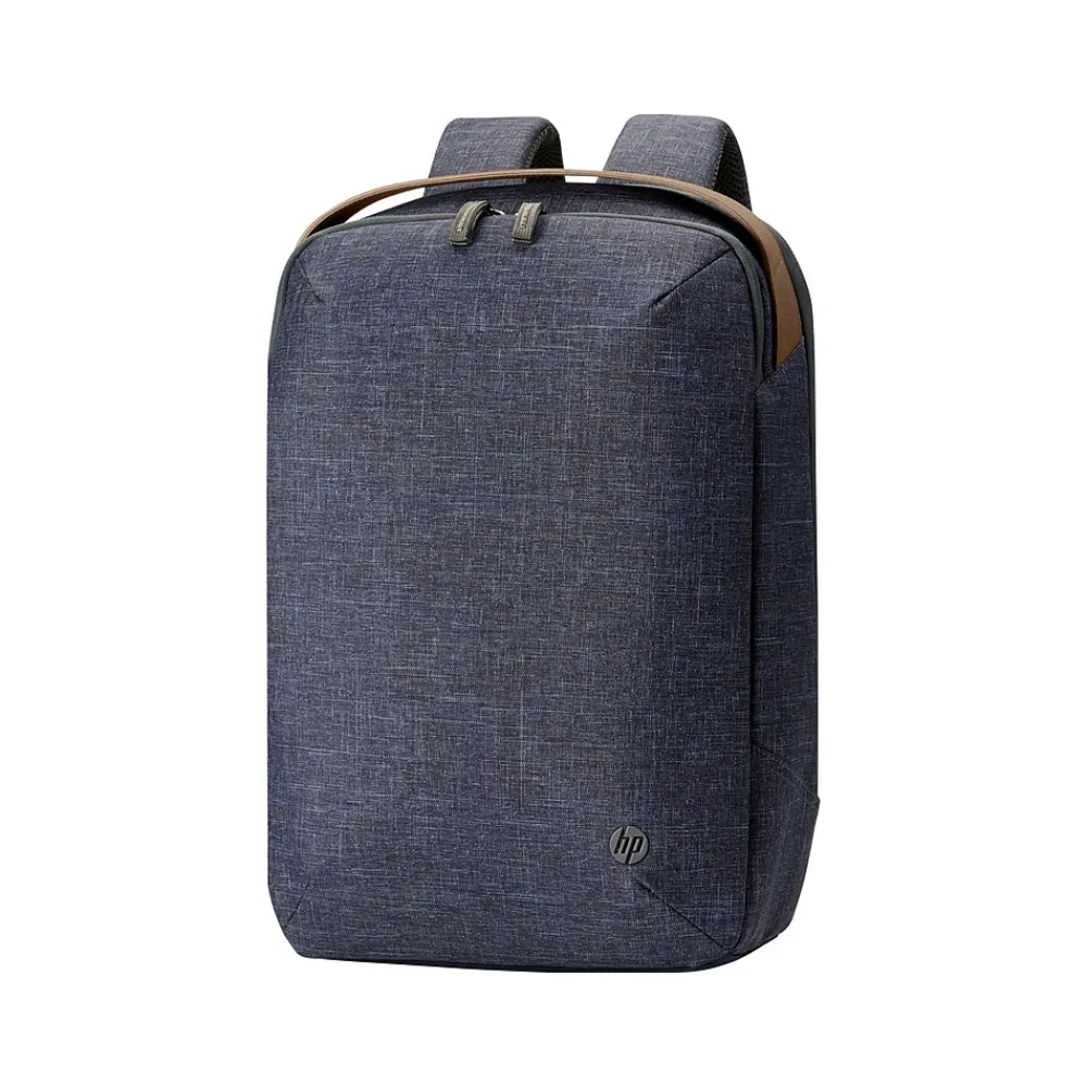 Renew Laptop Backpack, Heather Blue/Brown Fabric/Faux Leather (1A212AA#ABL)<HP Clearance