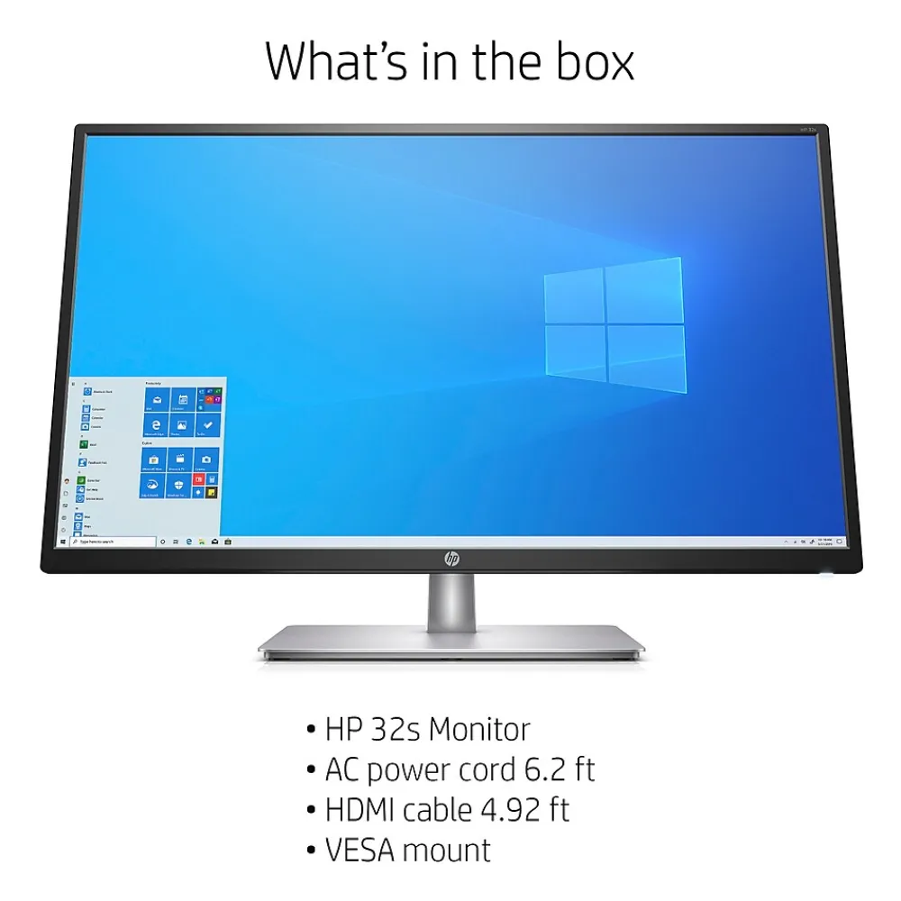 Sale HP 32s Monitor, 31.5" Full HD IPS LED Monitor , Silver/Black (2UD96AA#ABA)