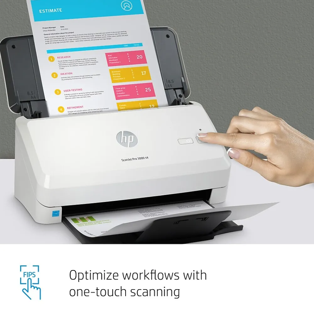 HP Scanjet Pro 3000 s4 Duplex Desktop Document Scanner, White (6FW07A#BGJ)