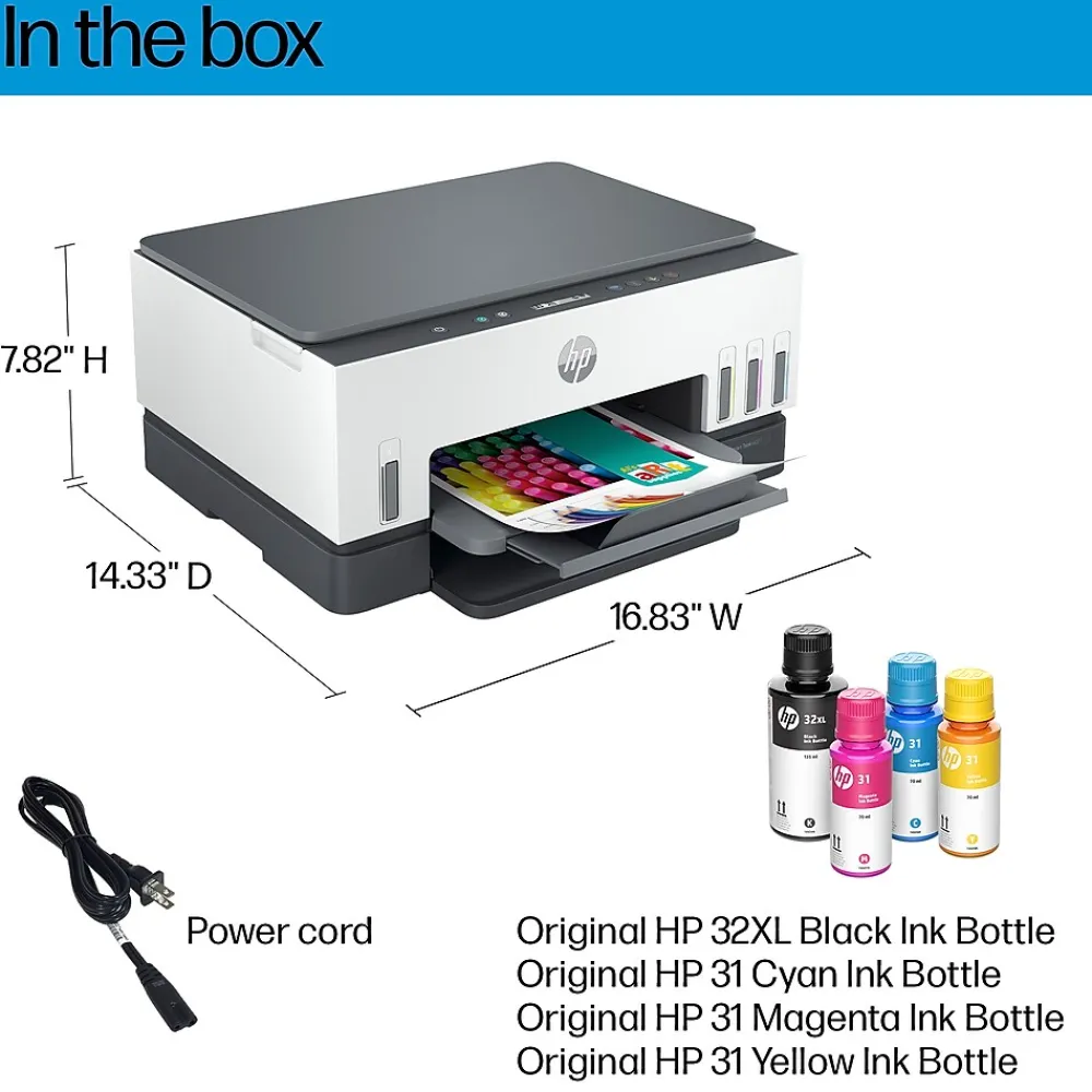 HP Smart Tank 6001 Wireless All-in-One Color Ink Tank Printer Scanner Copier, 2 years ink included (2H0B9A)