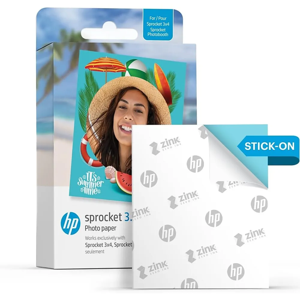 Photo Paper*HP Sprocket 3.5 x 4.25" Zink Sticky-Backed Photo Paper, 20 Sheets/Pack (IZ3X420)