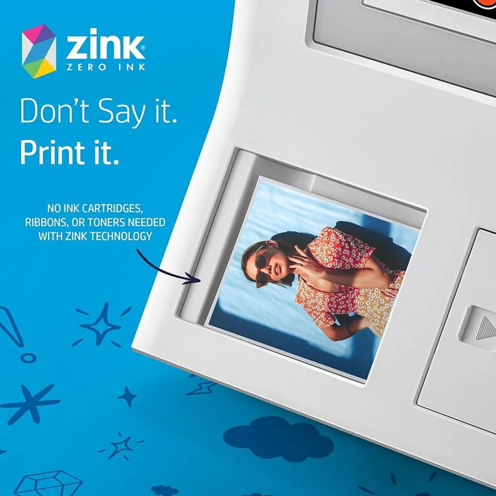 Photo Paper*HP Sprocket 3.5 x 4.25" Zink Sticky-Backed Photo Paper, 50 Sheets/Pack (IZ3X450)