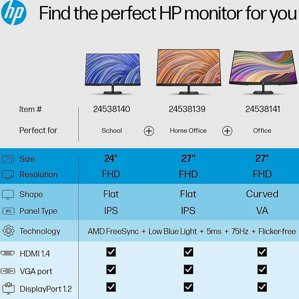 Online HP V24i G5 24" LCD Monitor, Black (65P58AA#ABA)