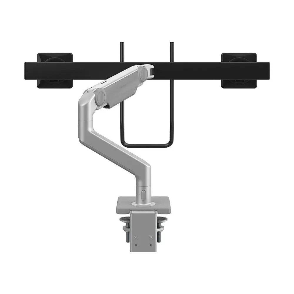 Clearance Humanscale Adjustable Dual Arms, Up to 28" Monitor, Silver (M82HBS)