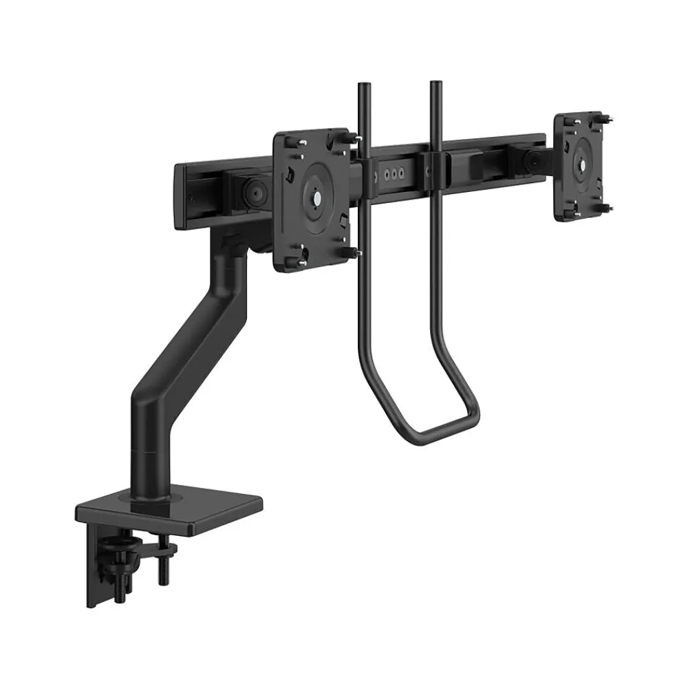Best Humanscale M8.1 Adjustable Dual Monitor Arm with Crossbar, Up to 28" Monitors, Black (M82HBB)