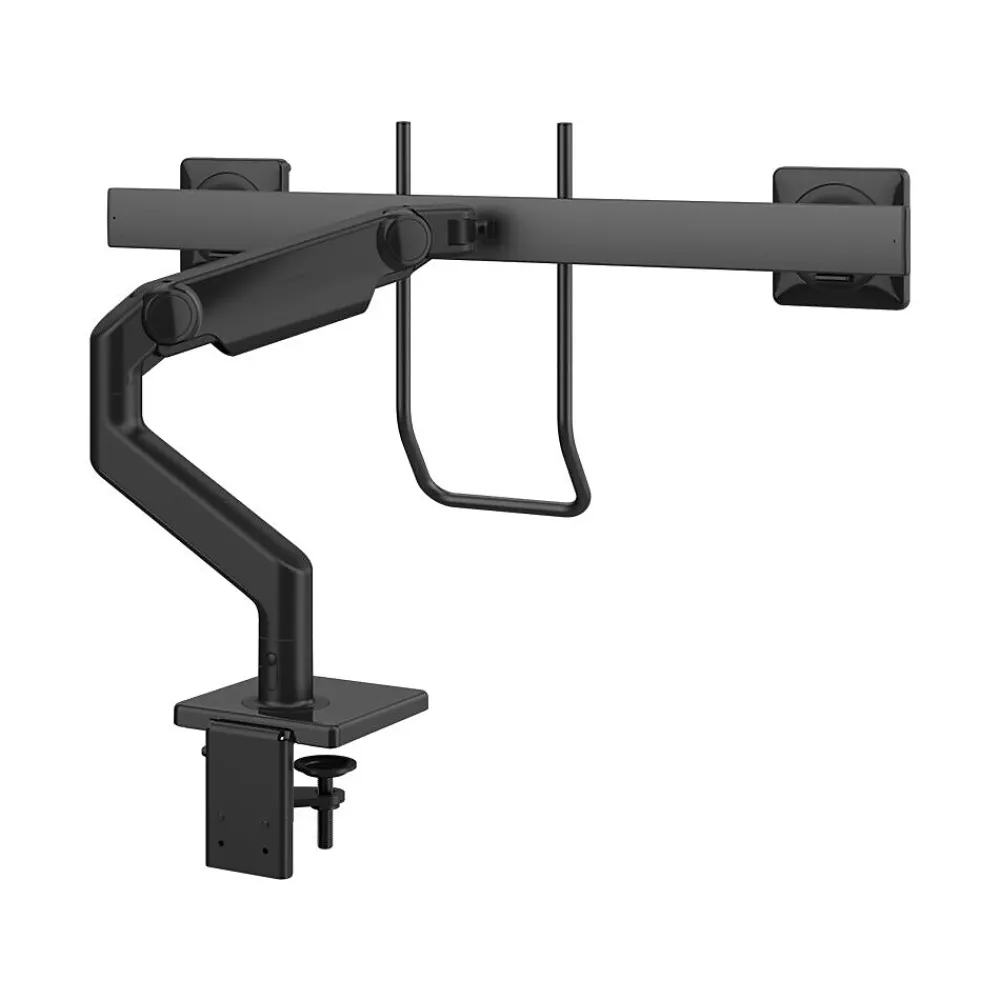 Best Humanscale M8.1 Adjustable Dual Monitor Arm with Crossbar, Up to 28" Monitors, Black (M82HBB)