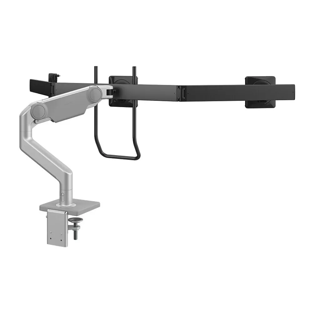 Online Humanscale M10 Adjustable Triple Monitor Arm with Crossbar and Handle, up to 26.5" Monitors, Silver (M13HBS)