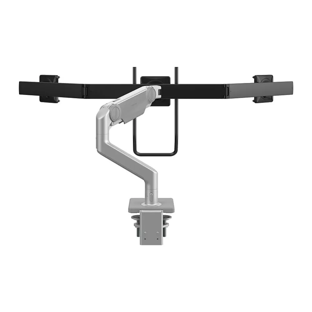 Online Humanscale M10 Adjustable Triple Monitor Arm with Crossbar and Handle, up to 26.5" Monitors, Silver (M13HBS)