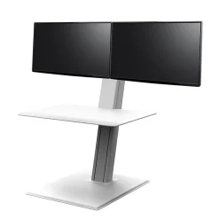 Standing Desks*Humanscale QuickStand Eco 28"W Manual Rectangular Adjustable Standing Portable Desk for Dual Monitors, White (QSE2DMW)