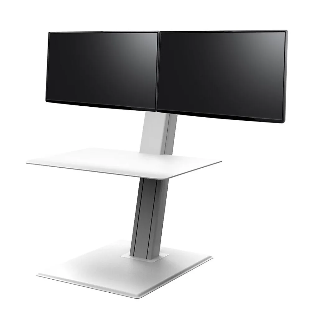 Standing Desks*Humanscale QuickStand Eco 28"W Manual Rectangular Adjustable Standing Portable Desk for Dual Monitors, White (QSE2DMW)