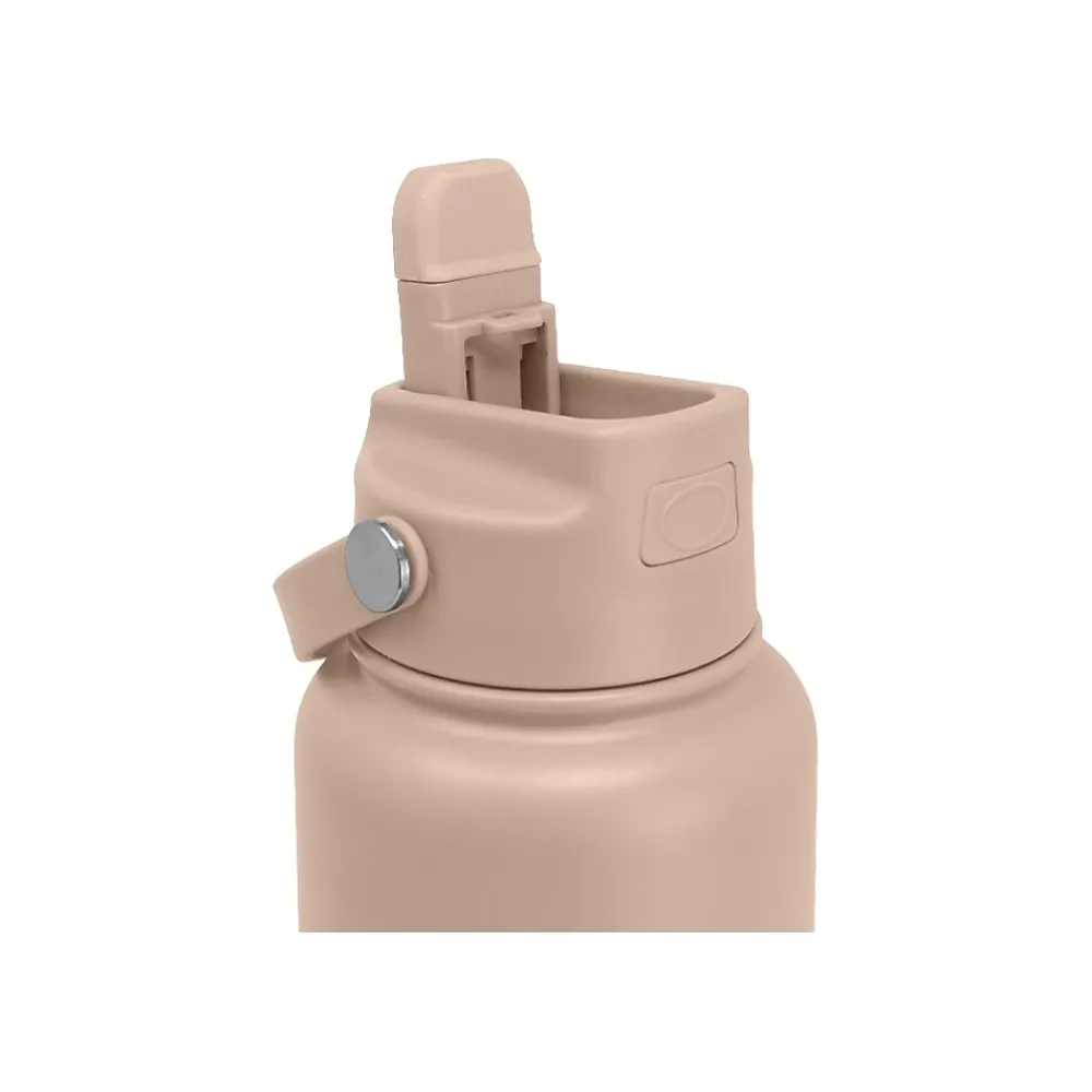 HYDRAFLOW Neutral Hybrid Stainless Steel Vacuum Insulated Flip Straw Bottle, 34 oz., Clay (213294)