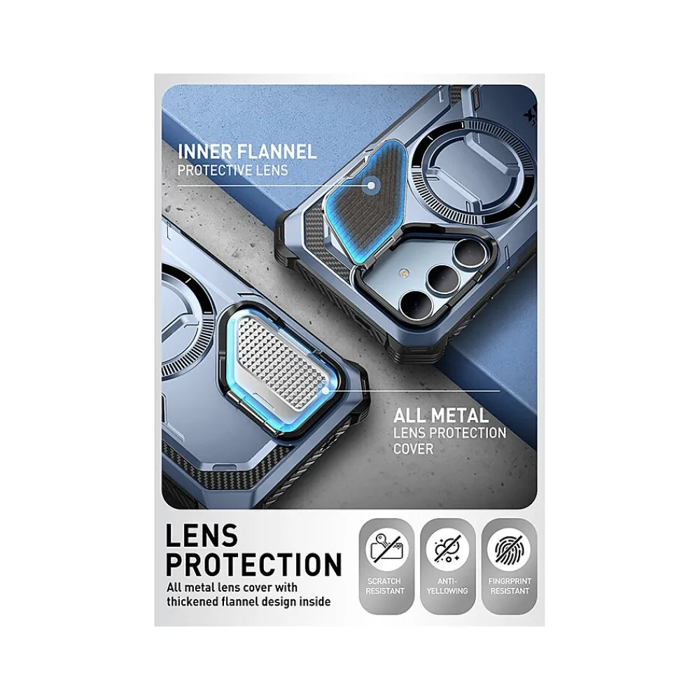 i-Blason ArmorBox MagSafe Rugged Case for Samsung Galaxy S24, Shock Absorbing, Metallic Blue (GS24ABSPTT)