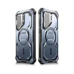 i-Blason ArmorBox MagSafe Rugged Case for Samsung Galaxy S24+, Shock Absorbing, Metallic Blue (GS24PLUSABSPTT)