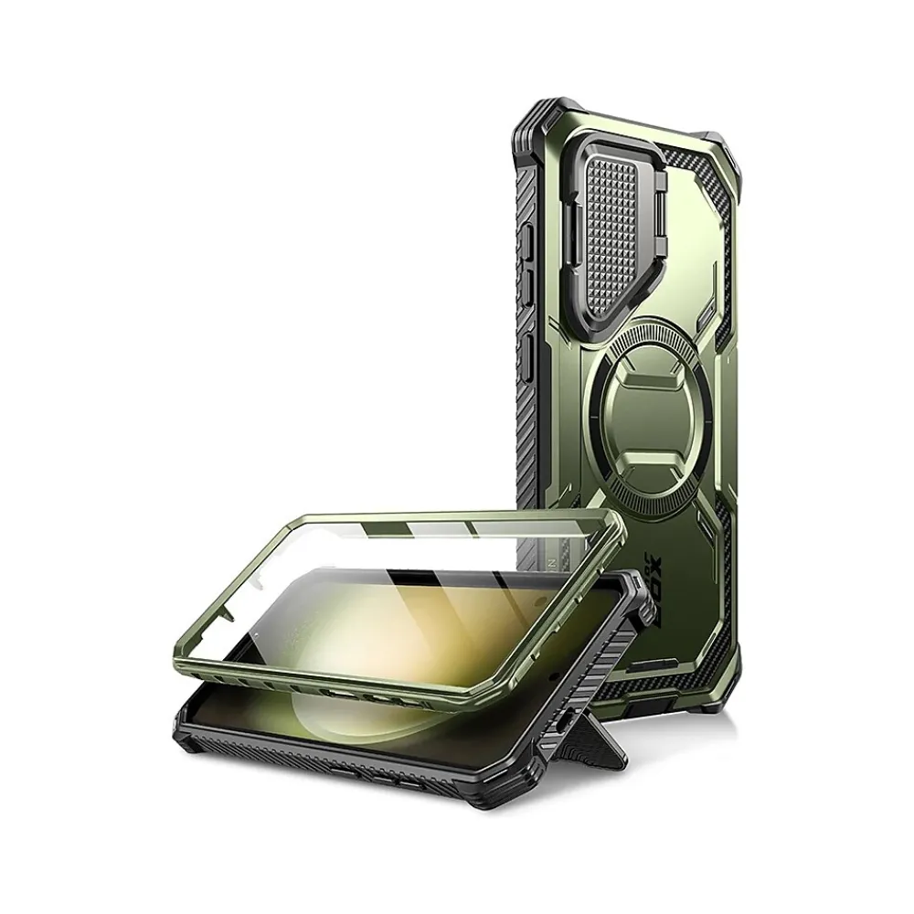 i-Blason ArmorBox MagSafe Rugged Case for Samsung Galaxy S24+, Shock Absorbing, Dark Green (GS24PLUSABSPGN)