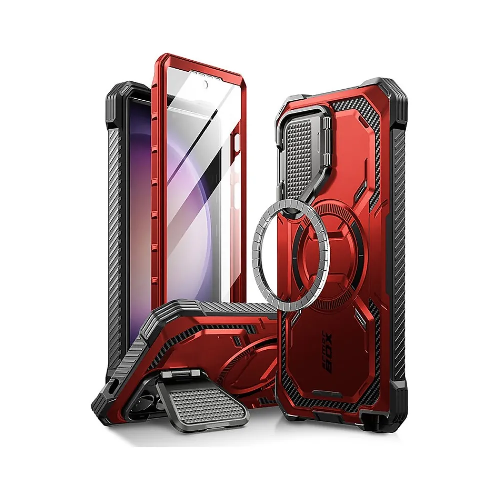 i-Blason ArmorBox MagSafe Rugged Case for Samsung Galaxy S24 Ultra, Metallic Red (GS24UABSRD)