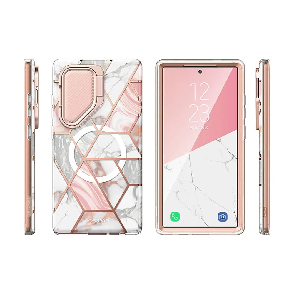 i-Blason Cosmo Cute Marble Pink MagSafe Case for Samsung Galaxy S24 Ultra, Shock-Absorbing