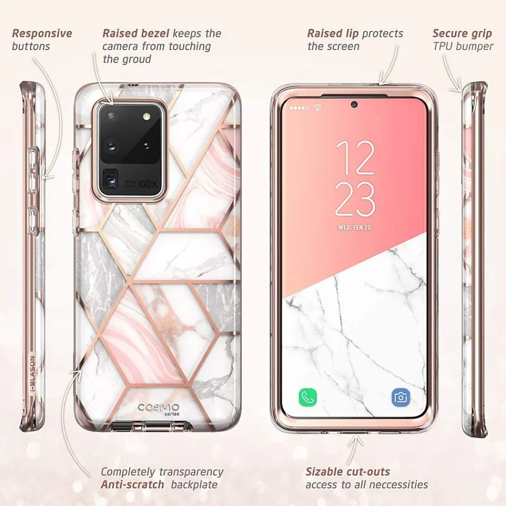 i-Blason Cosmo Series White Marble Case for Galaxy S20 Ultra (S20UL-COSM-MAR)