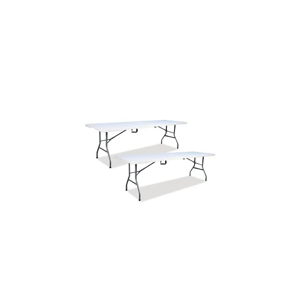 Folding Tables*ICEBERG Bifold Resin Folding Table, Rectangular, 94.5" x 29.9" x 30", White Granite Top, 2/Pack (ICE61273)