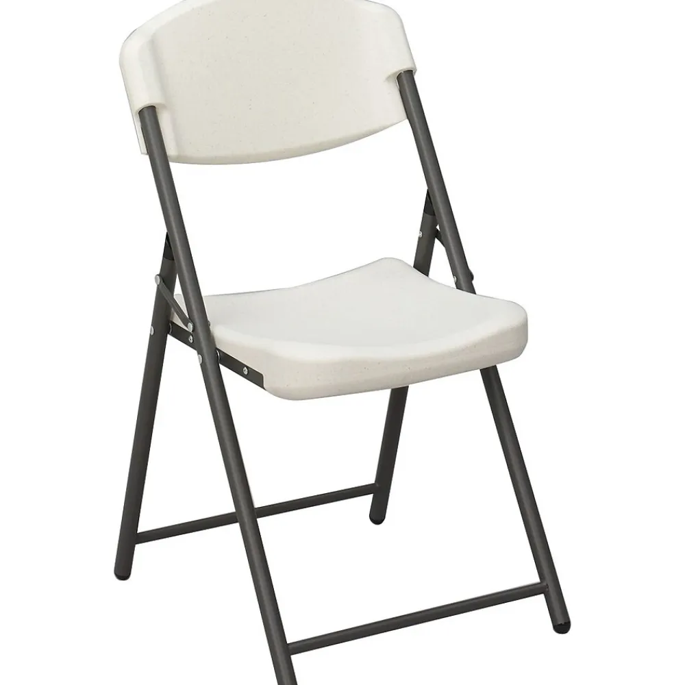 Folding & Stacking*ICEBERG Rough 'N Ready Plastic Folding Chairs, Platinum Granite, 4/Carton (64033)
