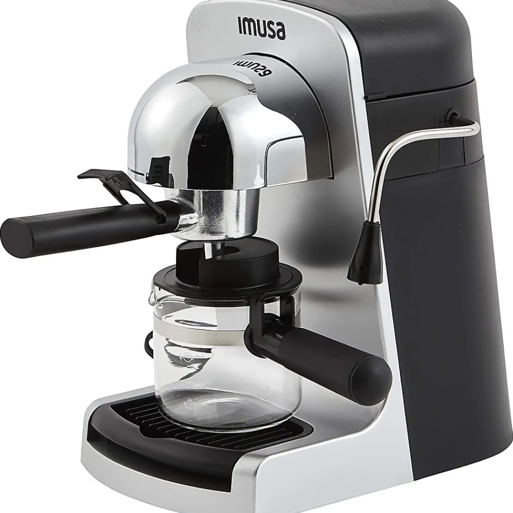 Imusa 4-Cups Steam Espresso Machine, Silver (GAU18215)