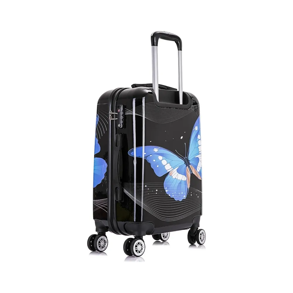 20" Hardside Butterfly Carry-On Suitcase, 4-Wheeled Spinner, TSA Checkpoint Friendly, Black Butterfly (IUAPC00S-BBU)<InUSA Discount