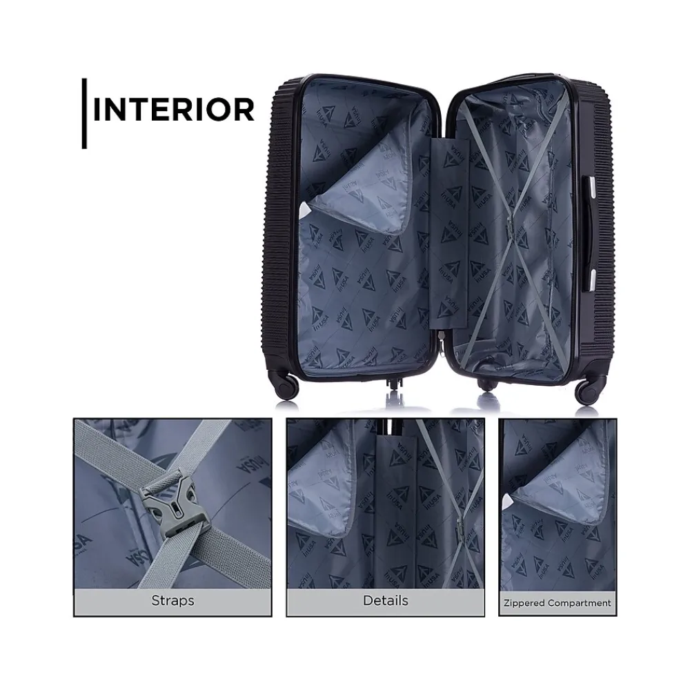 Royal 20" Hardside Carry-On Suitcase, 4-Wheeled Spinner, Black (IUROY00S-BLK)<InUSA Clearance