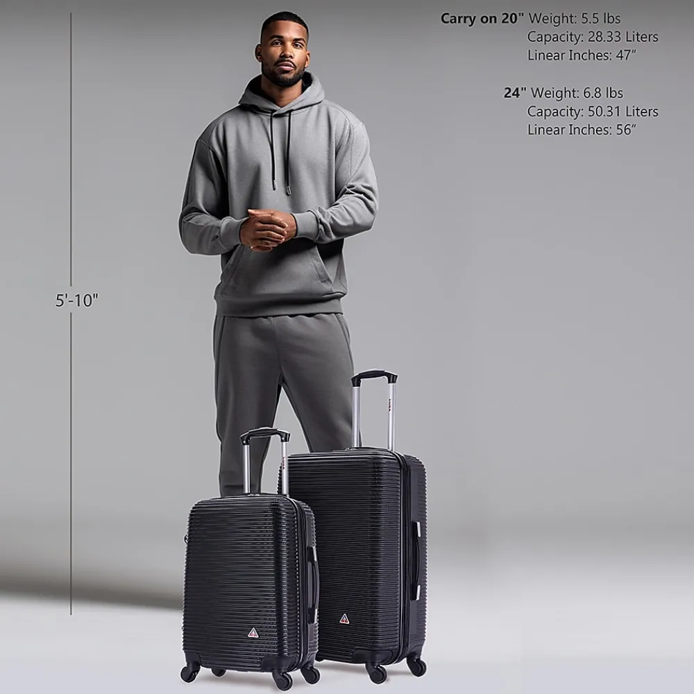 Royal 2-Piece Hardside Spinner Luggage Set, (IUROY0SM-BLK)<InUSA Online