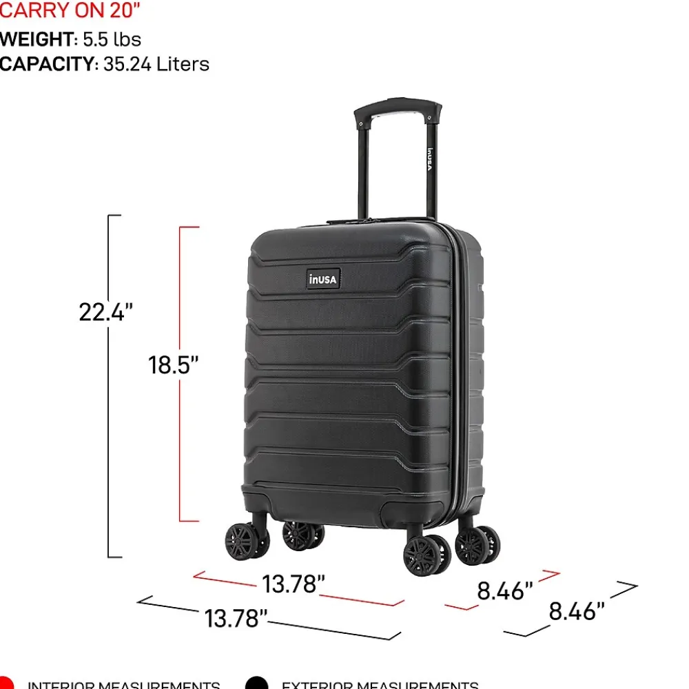 Trend 20" Hardside Carry-On Suitcase, 4-Wheeled Spinner, Black (IUTRE00S-BLK)<InUSA Hot