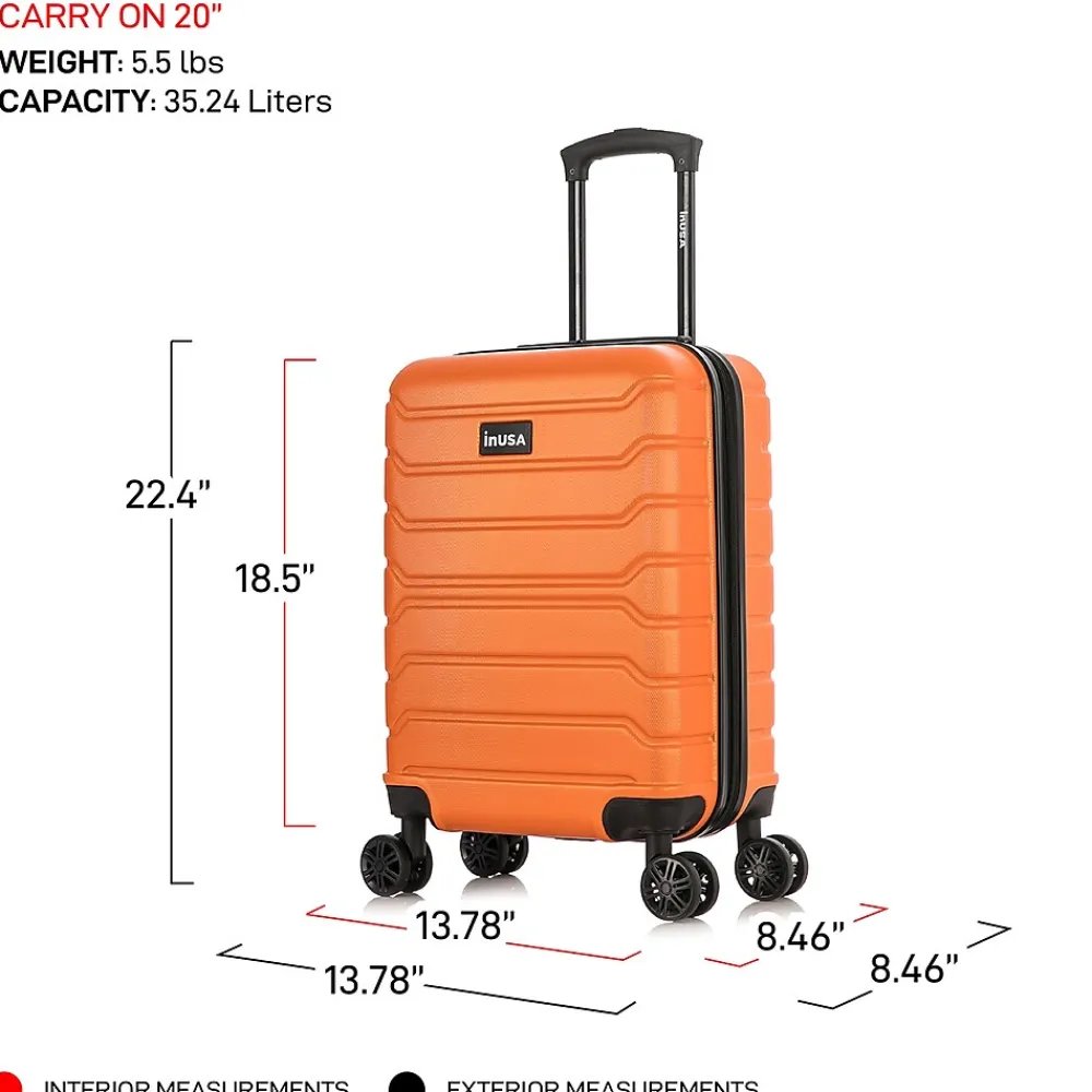 Trend 20" Hardside Carry-On Suitcase, 4-Wheeled Spinner, Orange (IUTRE00S-ORA)<InUSA Outlet
