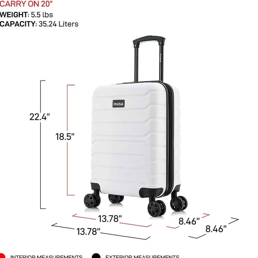 Trend 20" Hardside Carry-On Suitcase, 4-Wheeled Spinner, White (IUTRE00S-WHI)<InUSA Hot