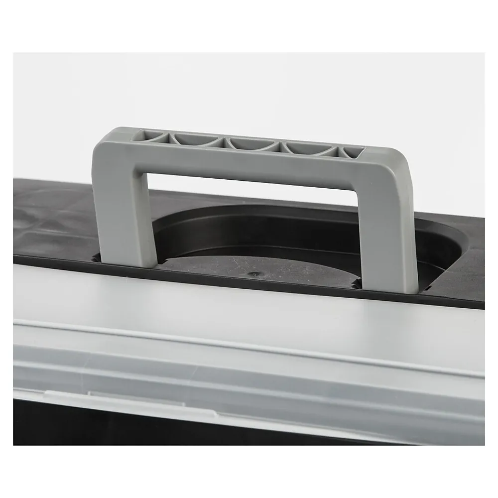 File Storage|Iris Portable File Box with Organizer Lid, Letter Size, Black (110977)