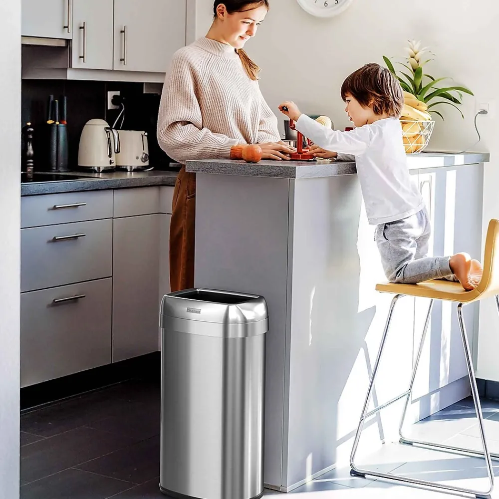 Dual-Deodorizer Stainless Steel Trash Can, 16 gal., Brushed Steel (OL16STV)<iTouchless Clearance