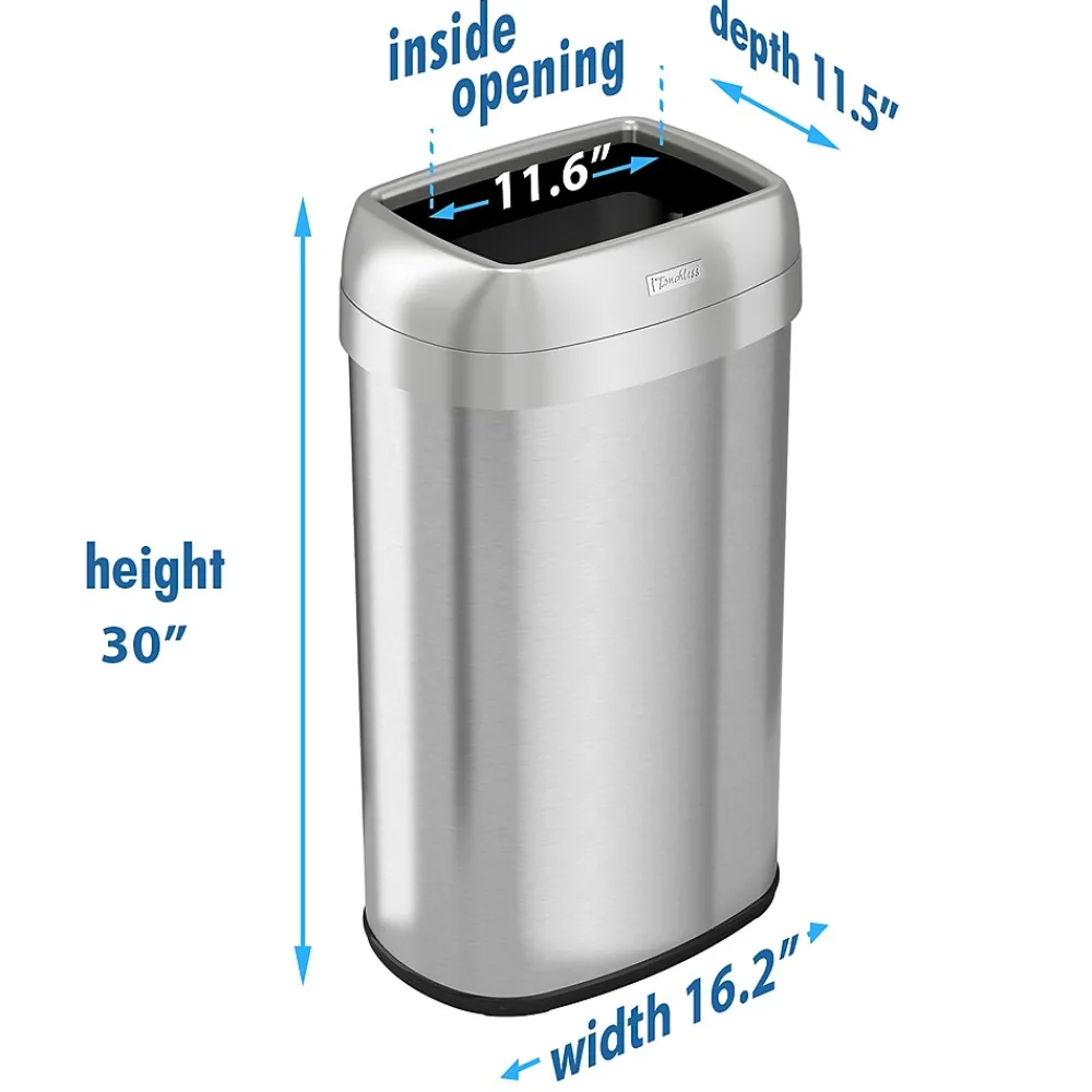 Dual-Deodorizer Stainless Steel Trash Can, 16 gal., Brushed Steel (OL16STV)<iTouchless Clearance